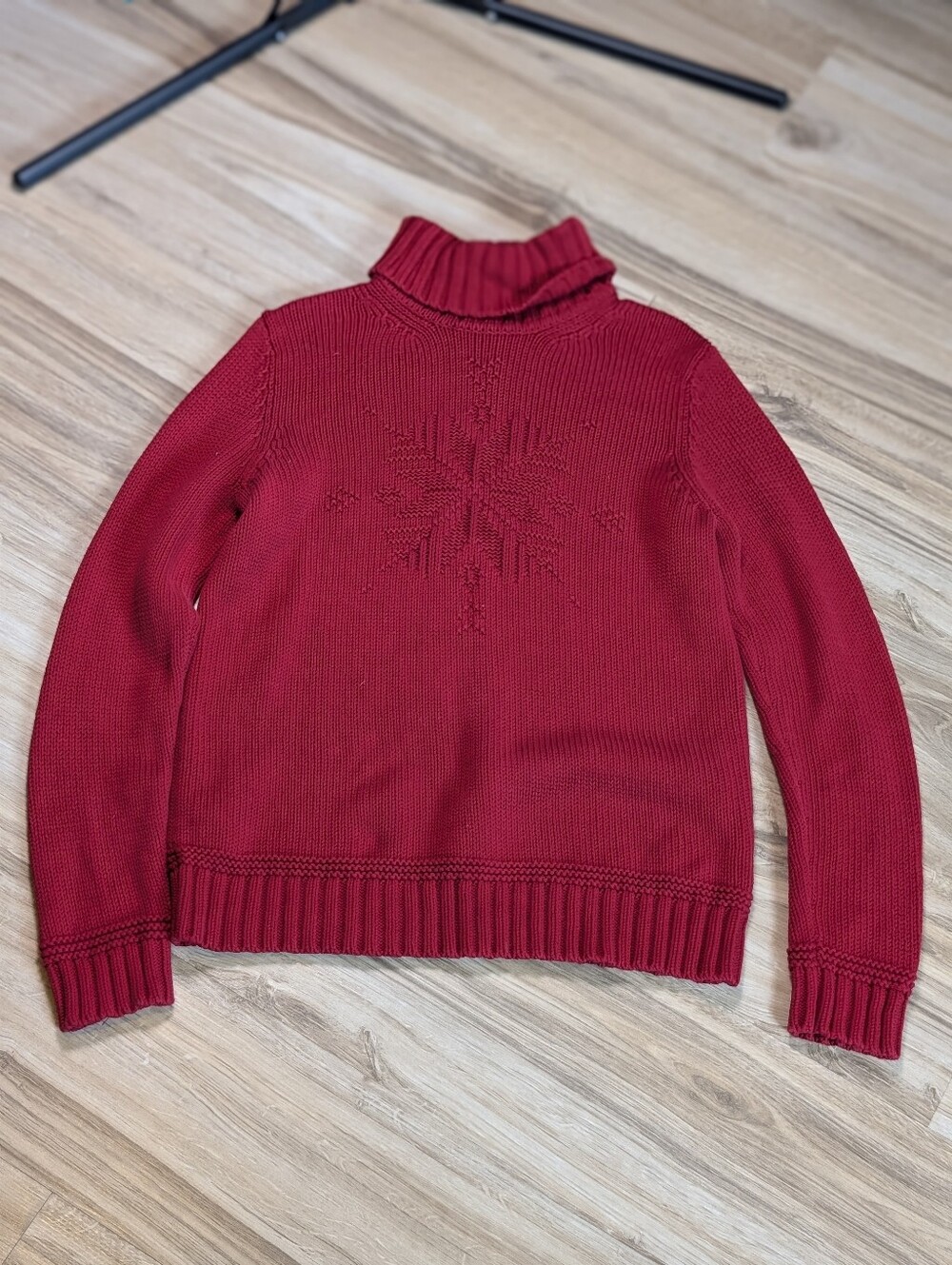Lauren Ralph Lauren Turtle Neck Cable Knit Sweater with Snowflake woven image.